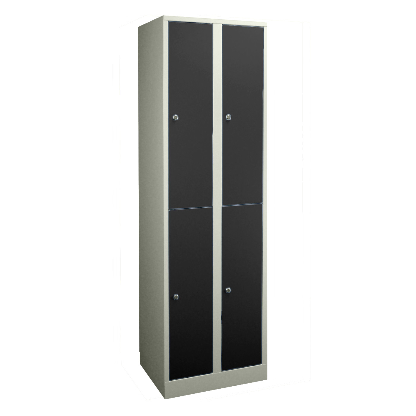 Wolf Spind Serie 42 doppelstöckig extrahoch Sockel Abteilbreite 300 mm 2 Abteile Tiefschwarz RAL 9005
