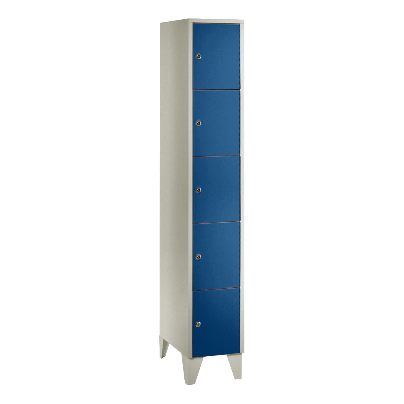 Wolf Fächerschrank Serie 72, Füße, Abteilbreite 300 mm, 1 Abteil à 5 Fächer Enzianblau RAL 5010