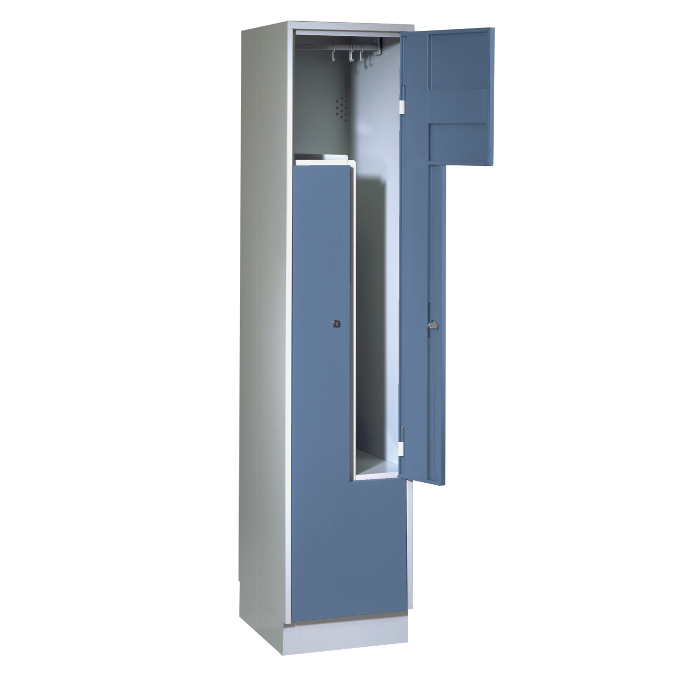 Wolf Z-Spind Serie 71 Z, Sockel, 2 Fächer mit einer Breite von je 200/400 mm Taubenblau RAL 5014