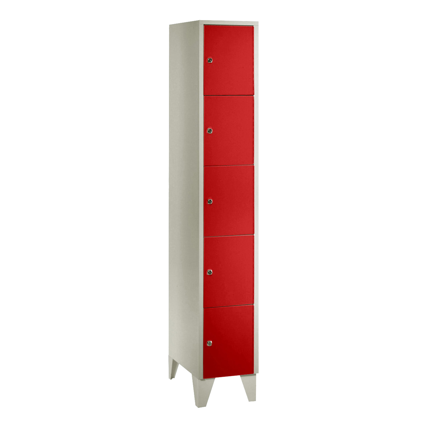Wolf Fächerschrank Serie 72, Füße, Abteilbreite 300 mm, 1 Abteil à 5 Fächer Feuerrot RAL 3000