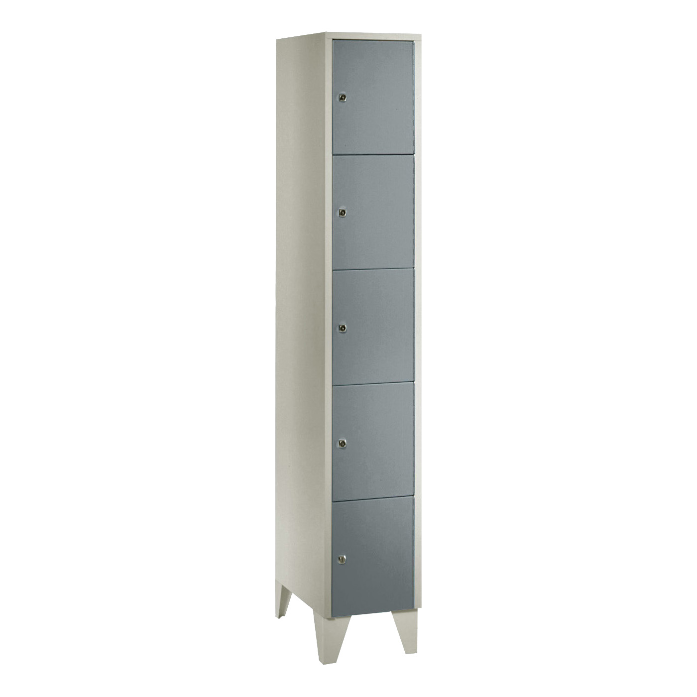 Wolf Fächerschrank Serie 72, Füße, Abteilbreite 300 mm, 1 Abteil à 5 Fächer Blaugrau RAL 7031