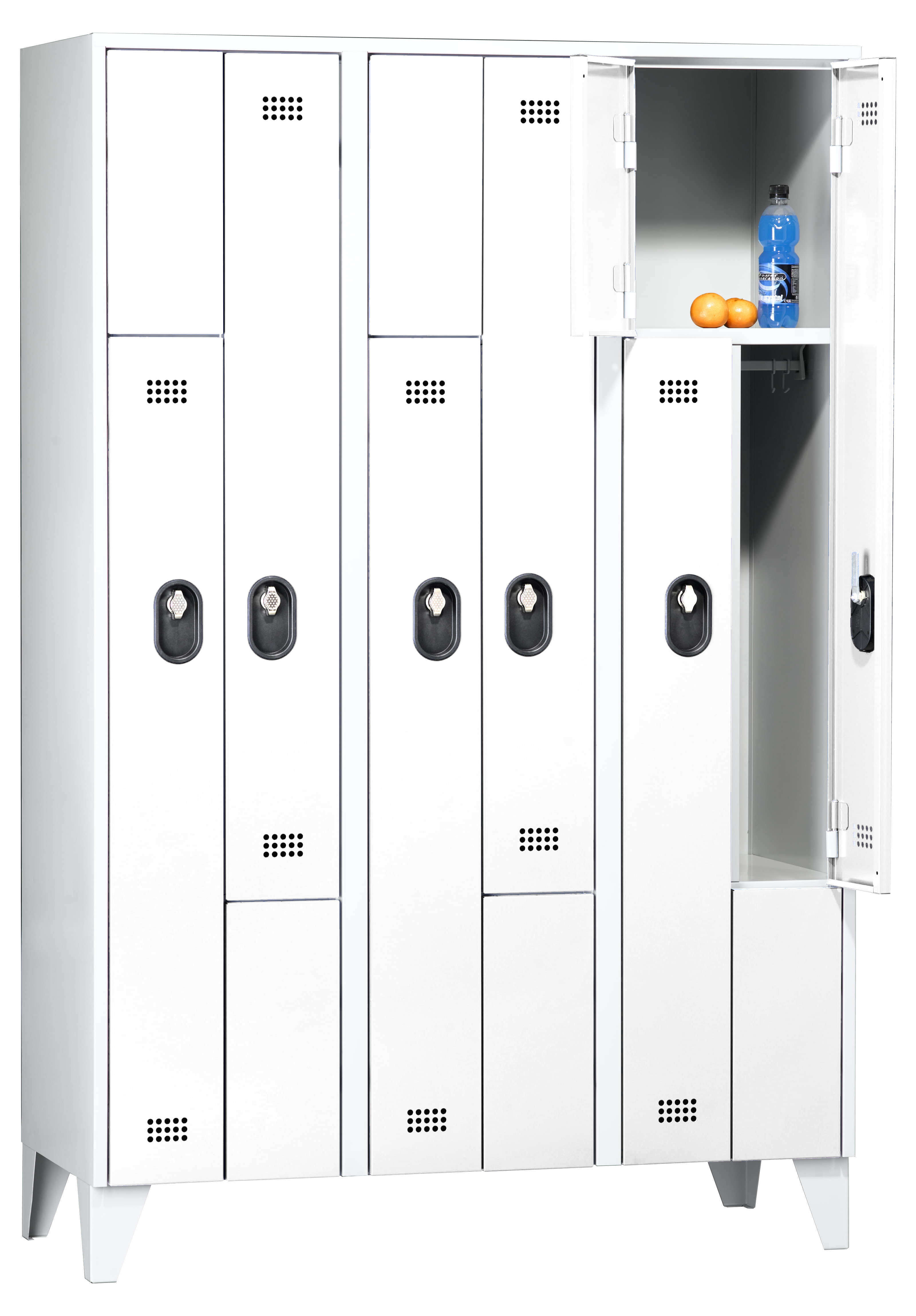 Wolf Z-Spind Serie 90 Z, Füße, Abteilbreite 400 mm 3 Abteile 6 Fächer Lichtgrau RAL 7035