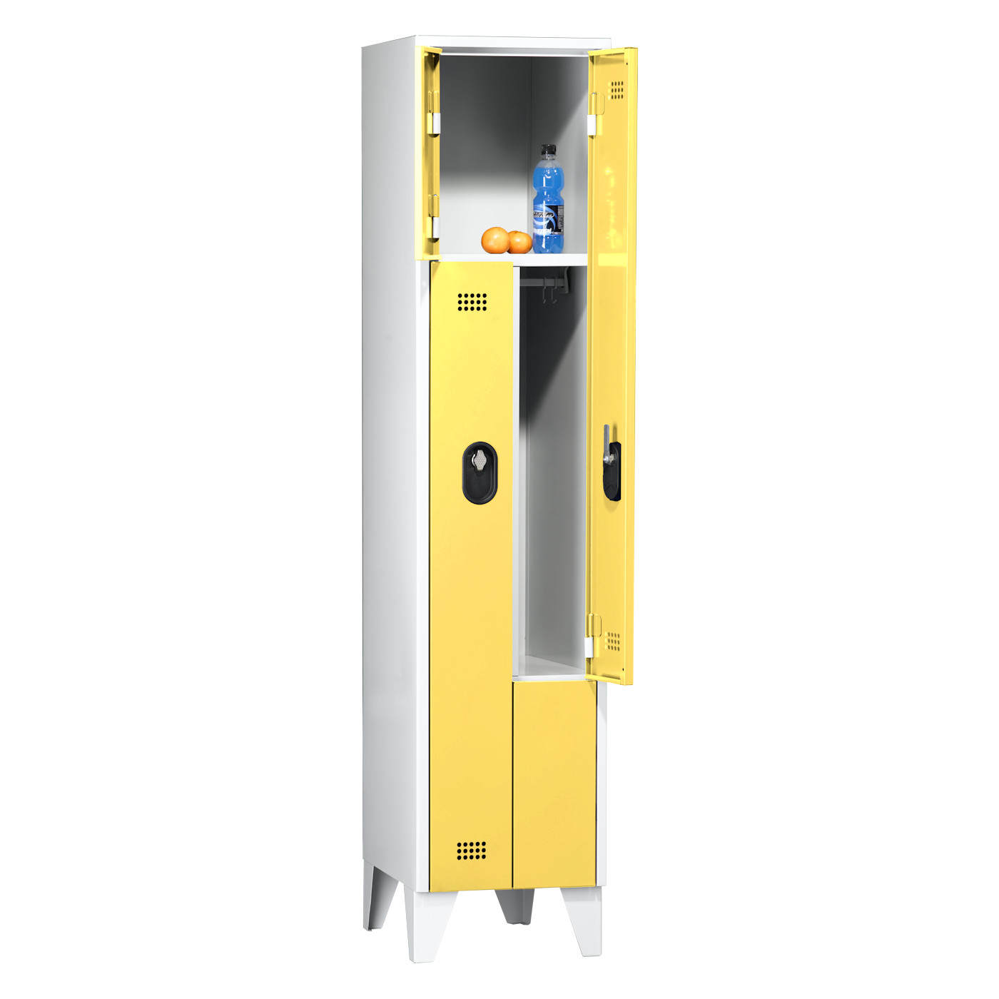 Wolf Z-Spind Serie 90 Z, Füße, Abteilbreite 400 mm 1 Abteil 2 Fächer Zinkgelb RAL 1018