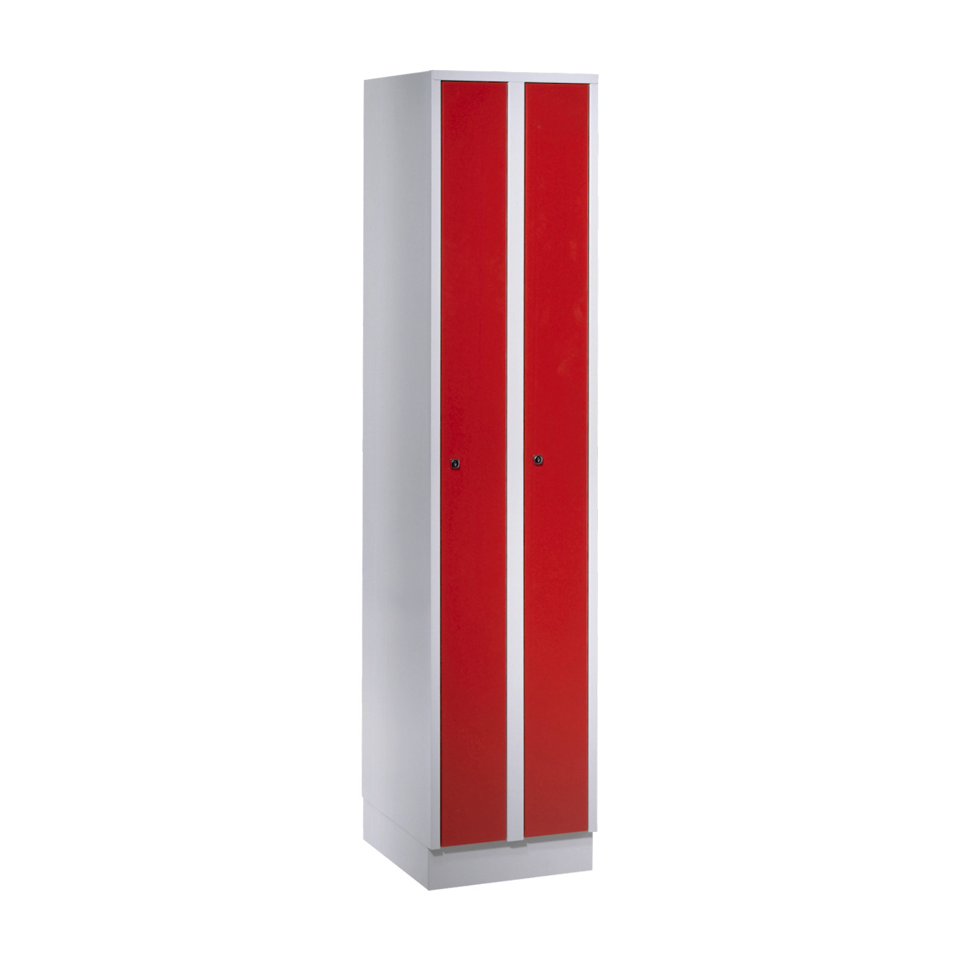 Wolf Raumspar-Spind Serie 71 R, Sockel, 2 Abteile mit einer Abteilbreite von je 200 mm Feuerrot RAL 3000