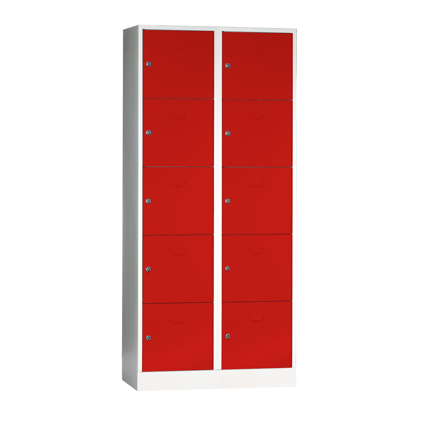 Wolf Schließfachschrank Serie 40 mit Sockel Abteilbreite 400 mm 2 Abteile à 5 Fächer Feuerrot RAL 3000