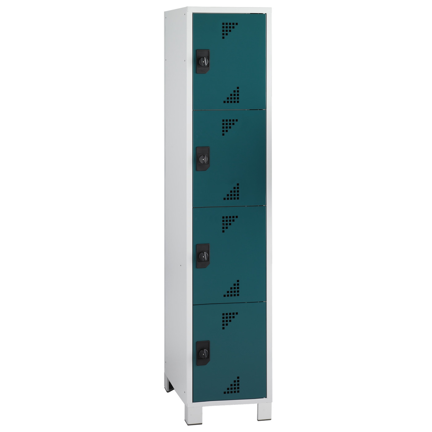 Wolf Fächerschrank Serie 82, Füße, Abteilbreite 400 mm, 1 Abteil à 4 Fächer Opalgrün RAL 6026