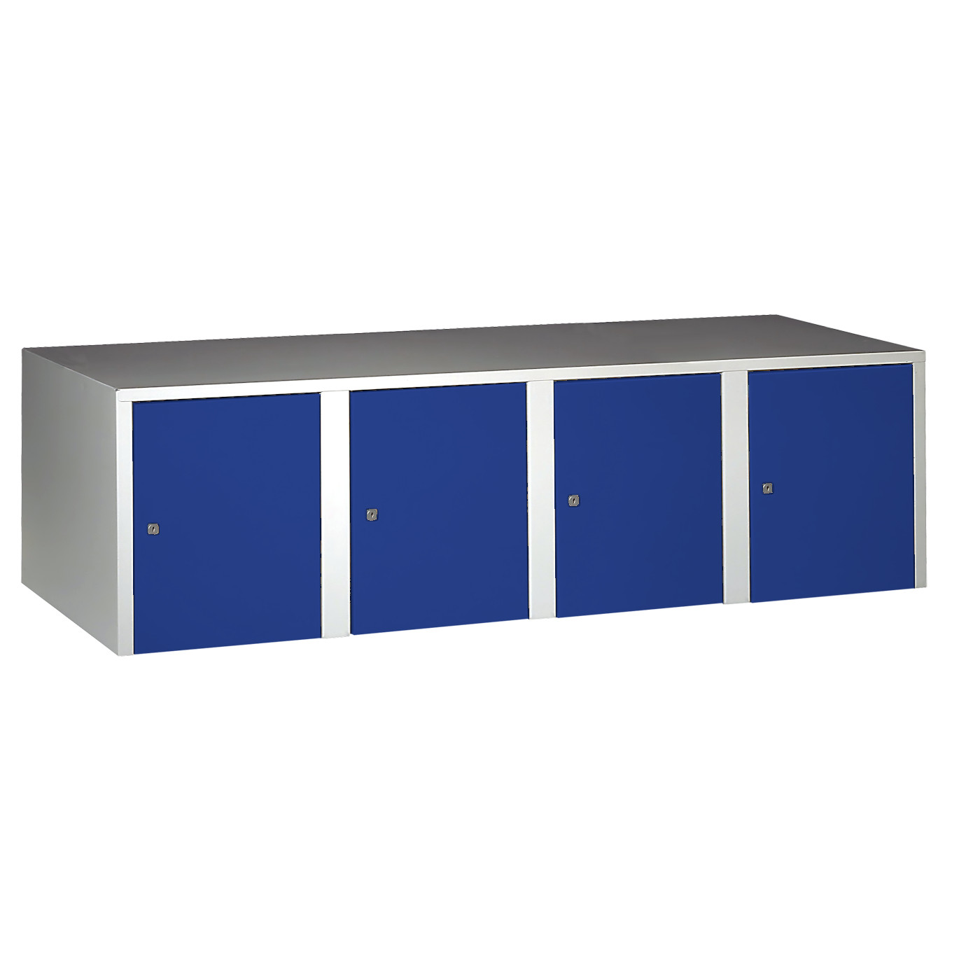 Wolf Aufsatzschrank Serie 73 , Sockel, Abteilbreite 400 mm, 4 Abteile Enzianblau RAL 5010