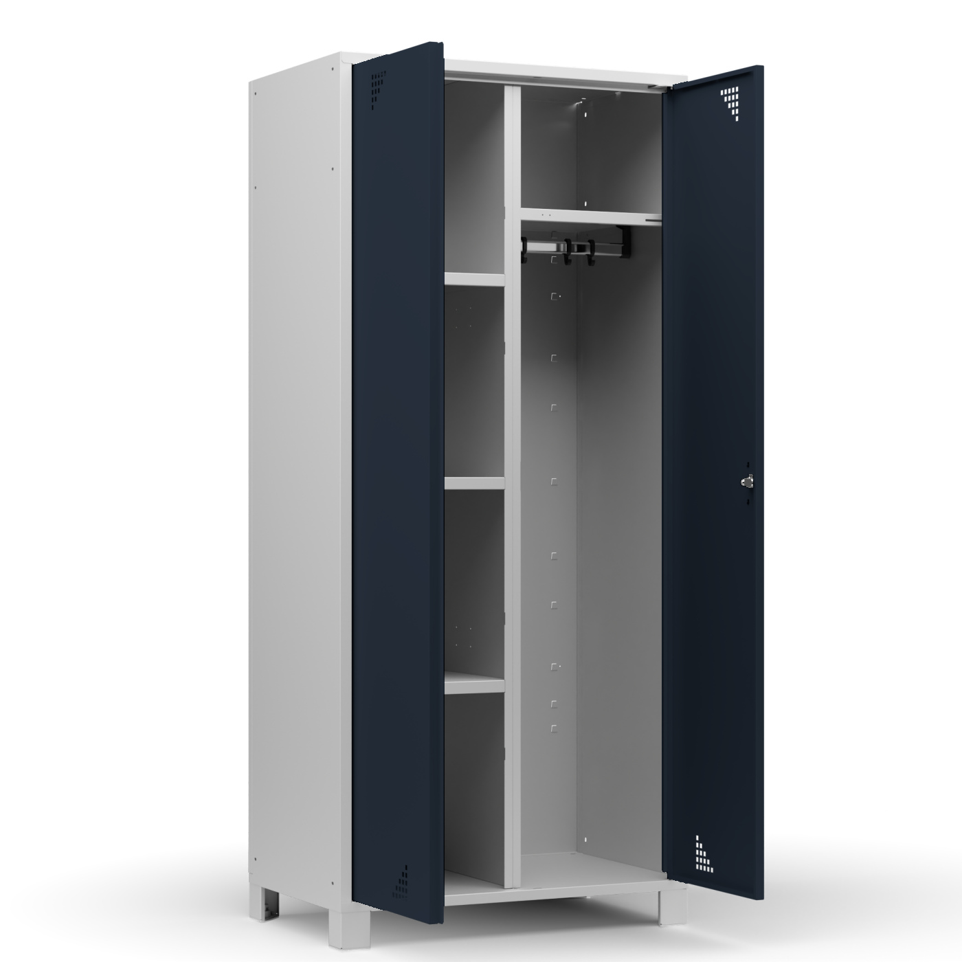 Wolf Mehrzweckspind mit Garderobe Serie 82 W, Flügeltüren Abteilbreite 400 mm 2 Abteile Anthrazitgrau RAL 7016