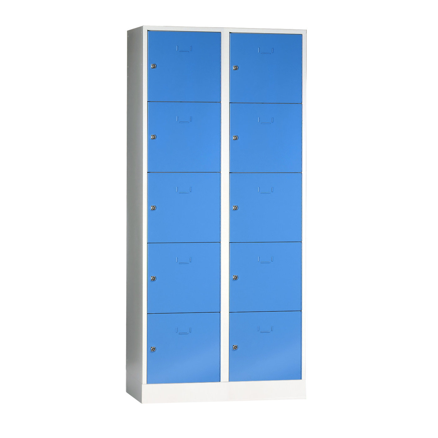 Wolf Schließfachschrank Serie 40 mit Sockel Abteilbreite 400 mm 2 Abteile à 5 Fächer Lichtblau RAL 5012