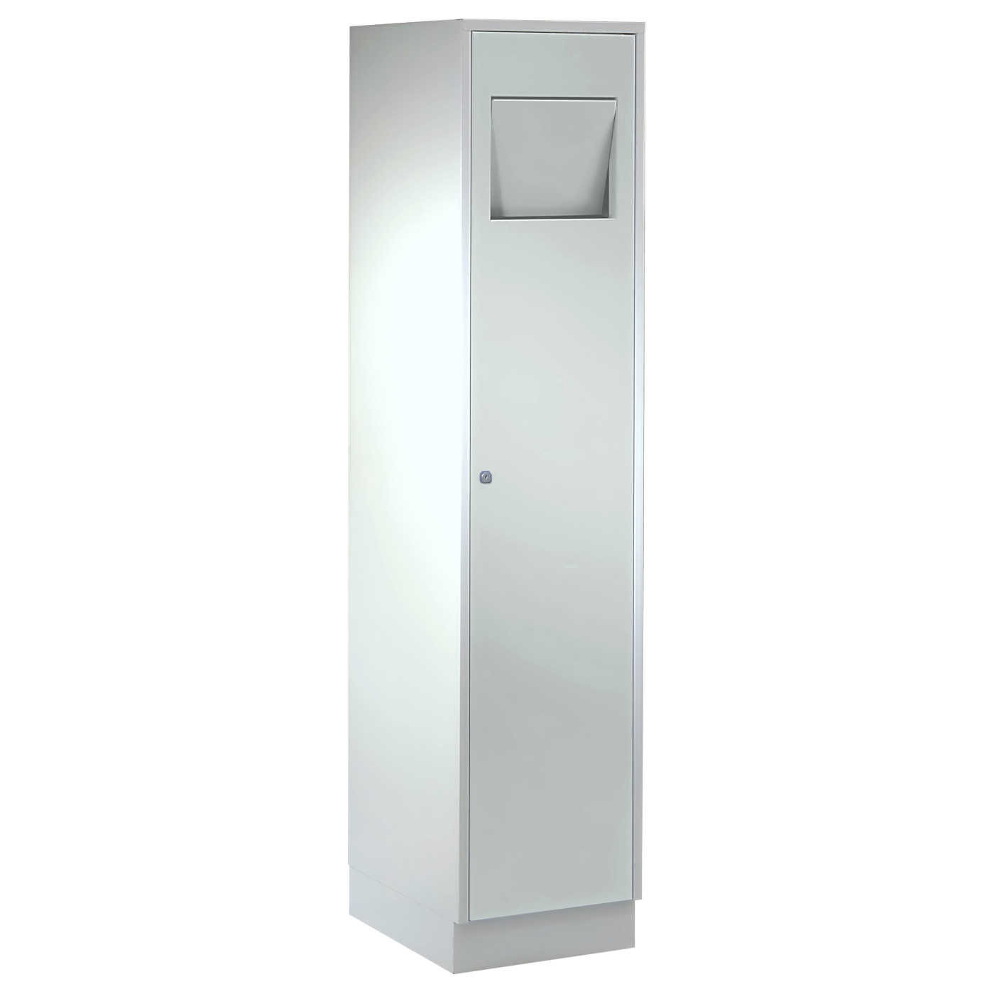Wolf Wäschesammelschrank Serie 71 WS, Sockel, Abteilbreite 400 mm, Tür mit Einwurfklappe Lichtgrau RAL 7035